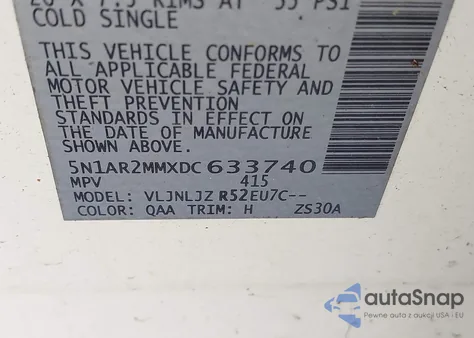 2013 Nissan Pathfinder Platinum из США, поврежденный, VIN 5N1AR2MMXDC633740